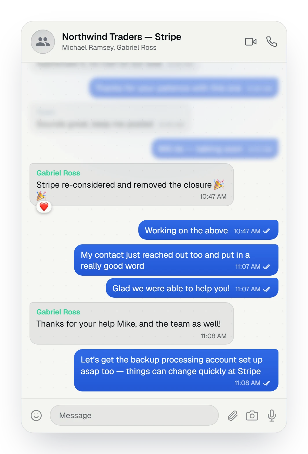 Client chat: Stripe reconsidered and removed the account closure