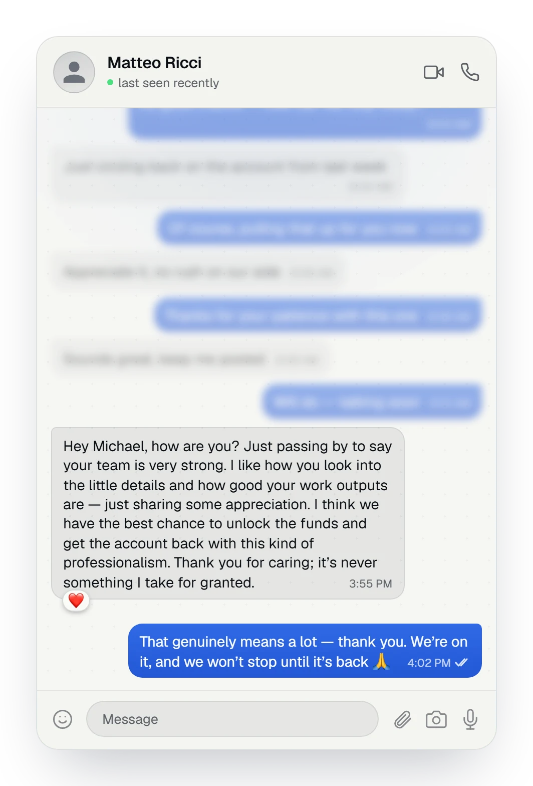 Client chat: passing by to say the team is very strong